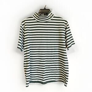 Green Bay Packers Vintage Size S green and white striped short sleeve Mock Neck